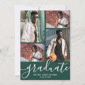 Faire-part Diplôme vert foncé multiphoto (Devant)