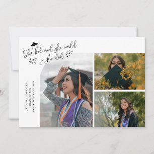 Faire-part Diplômée Blanche Elle Croit Multi Photo