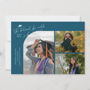 Faire-part Diplômée de Teal Elle croyait Multi Photo