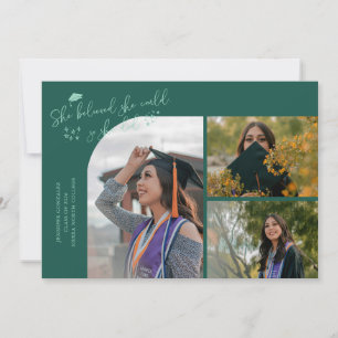 Faire-part Diplômée Verte Elle a Crû en Multi Photo