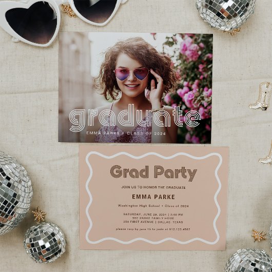 Faire-part Discothèque blanche et neutre Texte et photo Grad