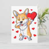 Faire-part Dob Corgi Heart Valentines Day Boys Kids Love (Debout devant)