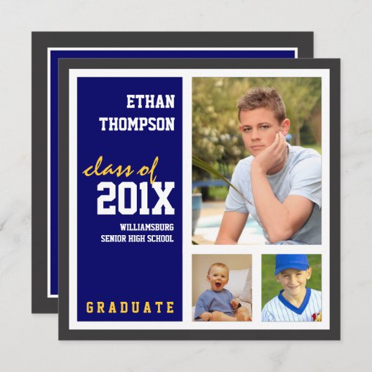 Faire-part d'obtention du diplôme avec de l'or de (Devant / Derrière)