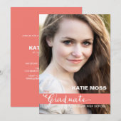 FAIRE-PART d'obtention du diplôme | Corail (Devant / Derrière)