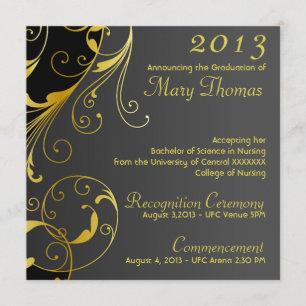 Faire-part d'obtention du diplôme dans l'or et le