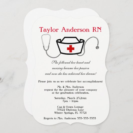 Faire-part d'obtention du diplôme d'école (Devant / Derrière)