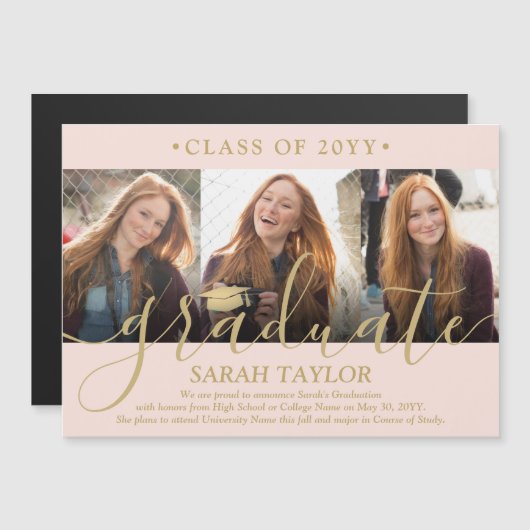 Faire-part d'obtention du diplôme d'or en Blush ph (Devant / Derrière)