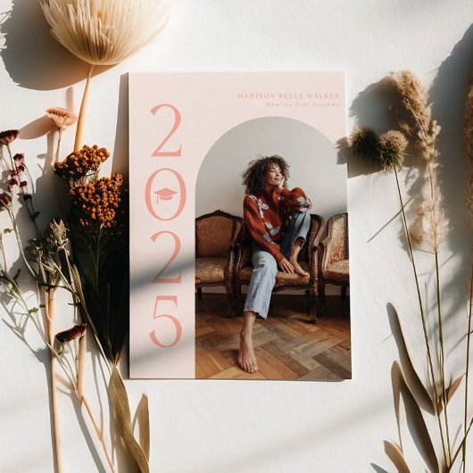 faire-part d'obtention du diplôme en arc rose 2025