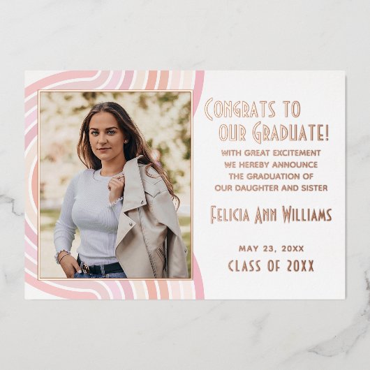 Faire-part d'obtention du diplôme en or rose pâle (Recto)