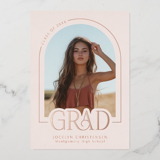 Faire-part d'obtention du diplôme en or rose pâle (Recto)