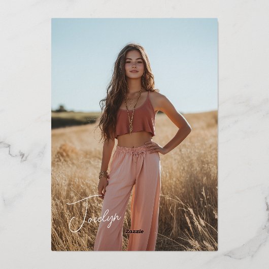 Faire-part d'obtention du diplôme en or rose pâle (Verso)