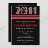 Faire-part d'obtention du diplôme Grandes rouges e (Devant / Derrière)