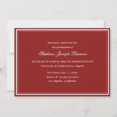 Faire-part d'obtention du diplôme officiel rouge (Devant)