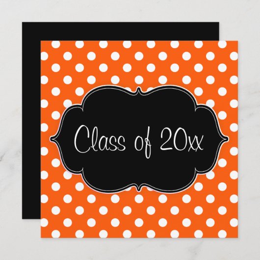 Faire-part d'obtention du diplôme Orange Polka Dot (Devant / Derrière)