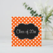 Faire-part d'obtention du diplôme Orange Polka Dot (Debout devant)