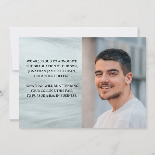 Faire-part d'obtention d'un diplôme avec photo en  (Dos)