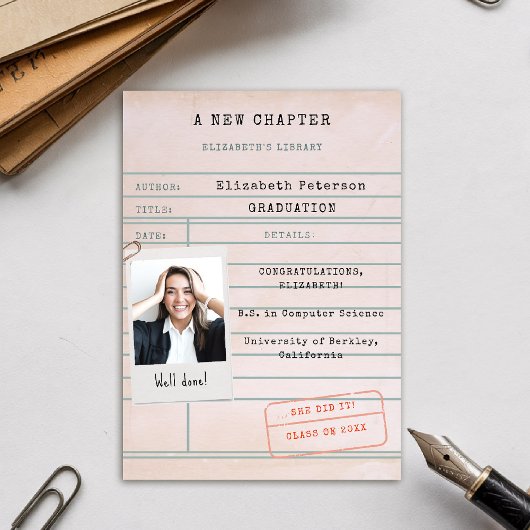 Faire-part d'obtention d'un diplôme de la biblioth