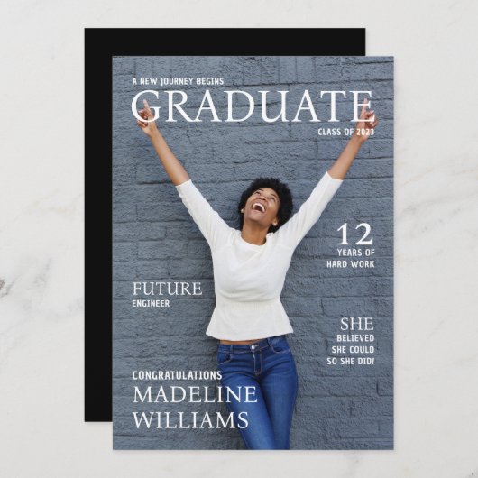 Faire-part d'obtention d'un diplôme de la couvertu (Devant / Derrière)