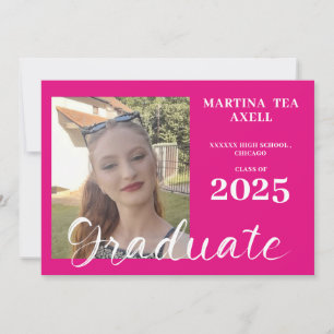 Faire-part d'obtention d'un diplôme en rose chaud