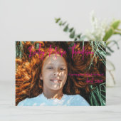 Faire-part d'obtention d'un diplôme en rose chaud (Debout devant)