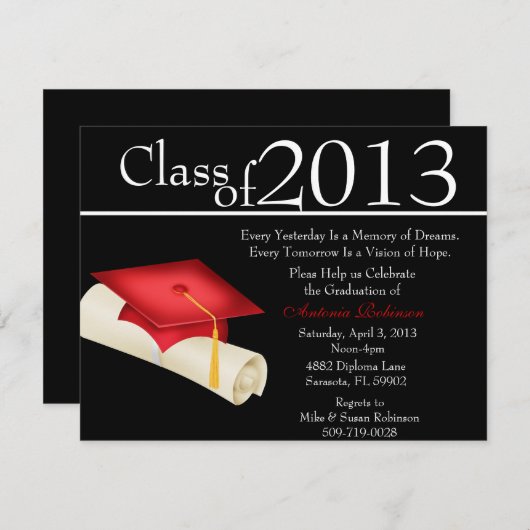 Faire-part d'obtention d'un diplôme plus élégant/i (Devant / Derrière)