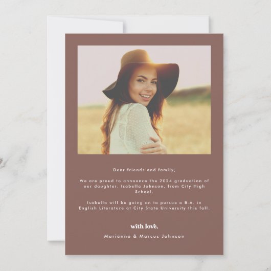 Faire-part d'obtention d'un diplôme Retro Photo (Dos)