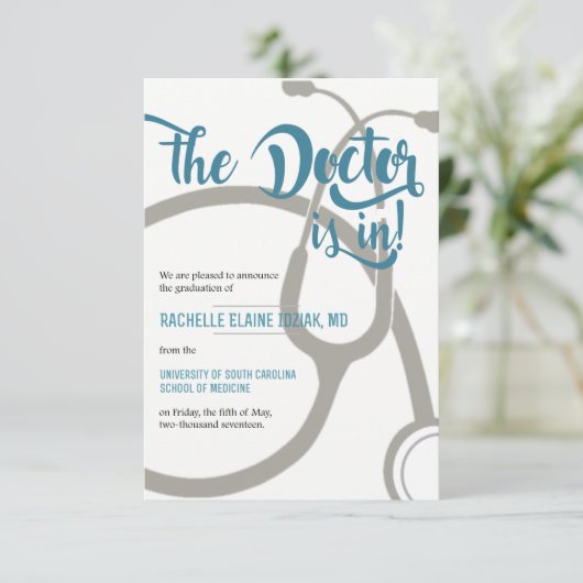 Faire-part Docteur en cours (Debout devant)