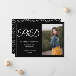 Faire-part Doctorat noir blanc Photo Script