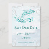 Faire-part Dolphin turquoise Enregistrer La Date Annonce (Devant)