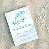 Faire-part Dolphin turquoise Enregistrer La Date Annonce