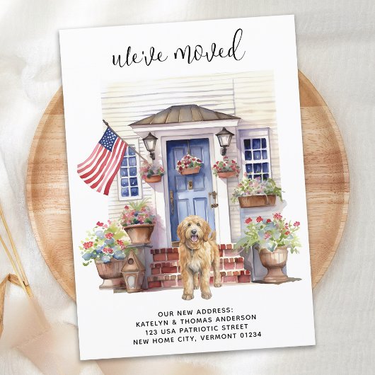 Faire-part Doodle d'or Patriotique Personnalisé Chien Moving