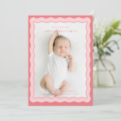 Faire-part Double bordure rose ondulé Conception (Debout devant)