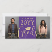 Faire-part Double Diplômé 2 Diplômés Photo Commune Violette O (Devant)