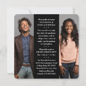 Faire-part Double Graduation 2 Grads & 4 Photos Noir & Blanc (Dos)