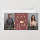 Faire-part Double Graduation 2 Grads Joint Photo Bourgogne Ro (Devant)