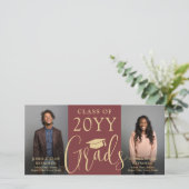 Faire-part Double Graduation 2 Grads Joint Photo Bourgogne Ro (Debout devant)