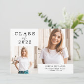 Faire-part Double photo | Classe de 2022 Graduation (Debout devant)