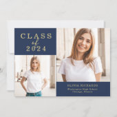 Faire-part Double photo | Classe de 2023 Graduation (Devant)