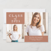 Faire-part Double photo | Classe de 2025 Graduation (Devant)