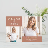 Faire-part Double photo | Classe de 2025 Graduation (Debout devant)