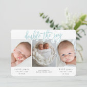 FAIRE-PART DOUBLER JOY-BLUE (Debout devant)