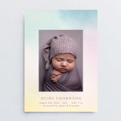 Faire-part douce aquarelle frontière photo arc-en-ciel naissa