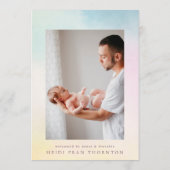 Faire-part douce aquarelle frontière photo arc-en-ciel naissa (Dos)