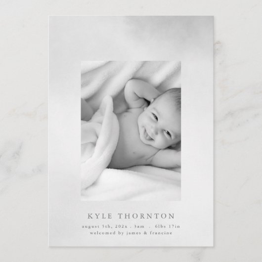 Faire-part douce aquarelle frontière photo bébé naissance ann (Devant)