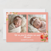 Faire-part Douce Bébé Multi Photo Pêche (Dos)