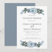 Faire-part Douche de couple | Aquarelle bleu bleu foncé (Devant / Derrière)