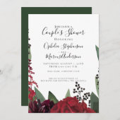 Faire-part Douche de couple | Élégant marsala de Bourgogne (Devant / Derrière)