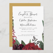 Faire-part Douche de couple | Élégant marsala de Bourgogne (Devant / Derrière)