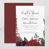 Faire-part Douche de couple | Élégant marsala de Bourgogne (Devant / Derrière)