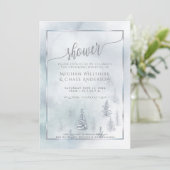 Faire-part Douche de couple | Silver Blue Winter Wonderland (Debout devant)